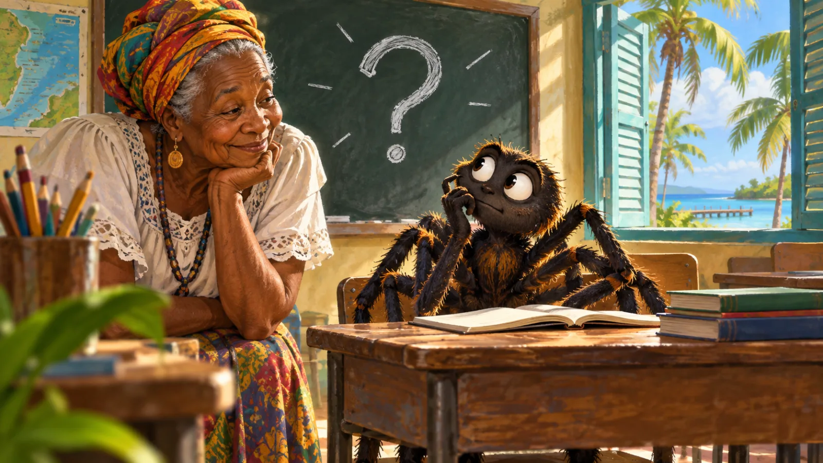 Anansi and the Final Exam cover illustration