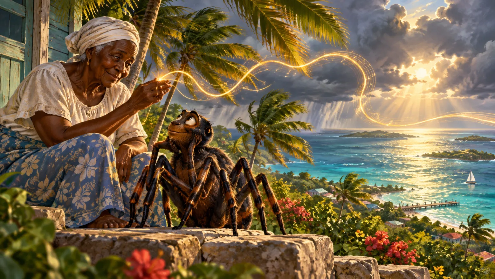 Anansi and the Song He Thought He Lost cover illustration