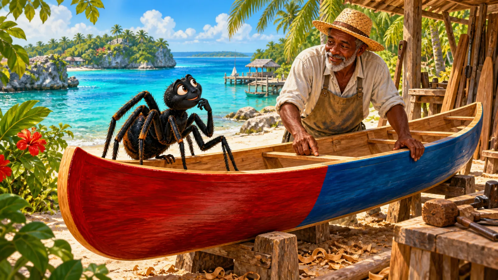 Anansi and the Two-Colored Canoe cover illustration
