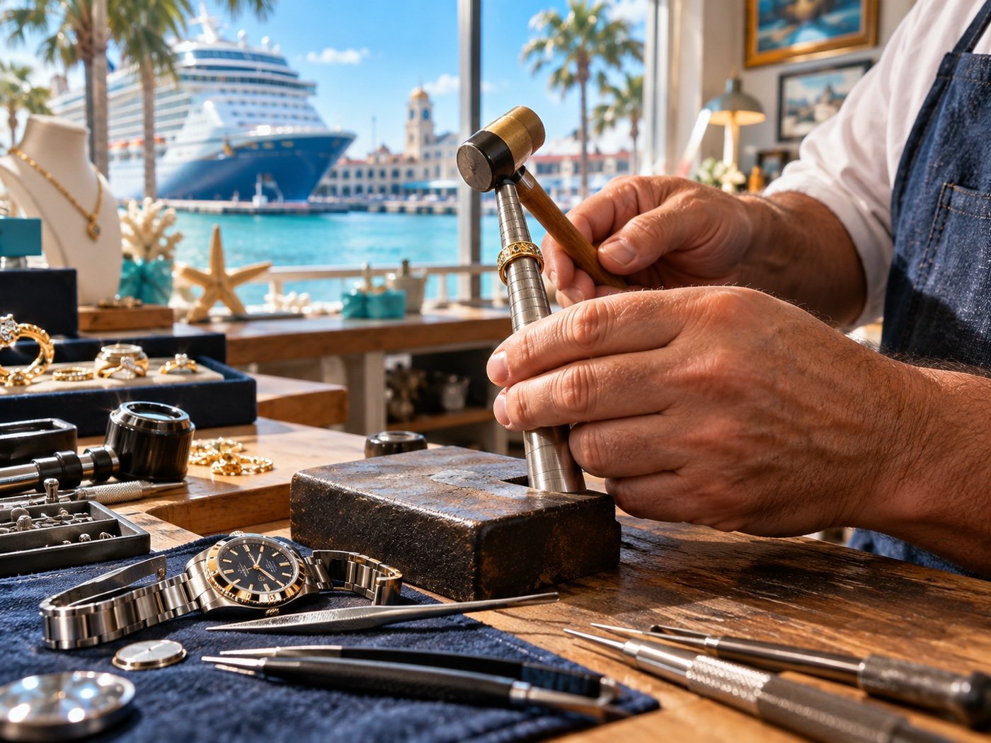 Illustrative cruise engagement and proposal jewelry service