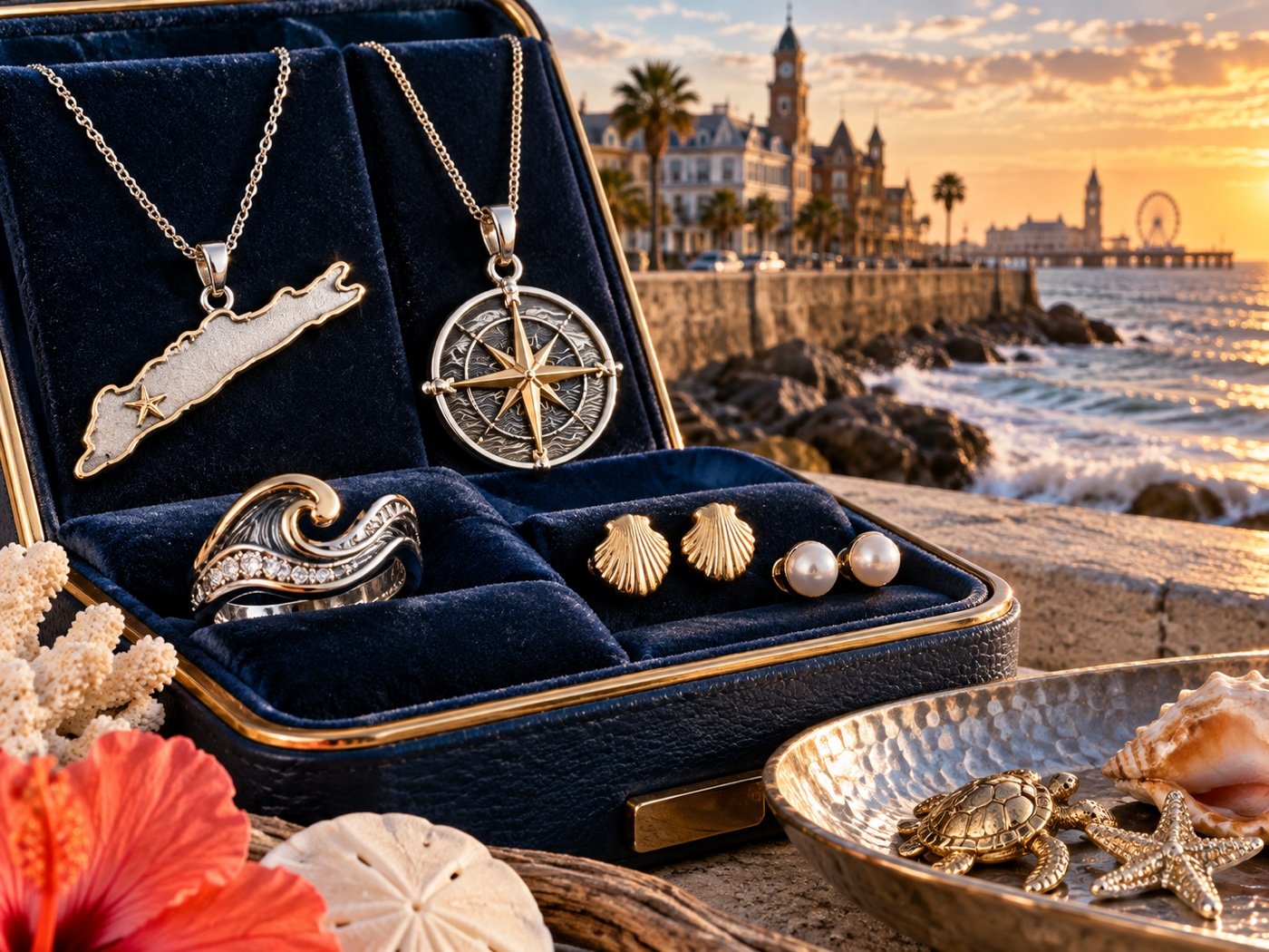 Illustrative Galveston Island jewelry design concepts