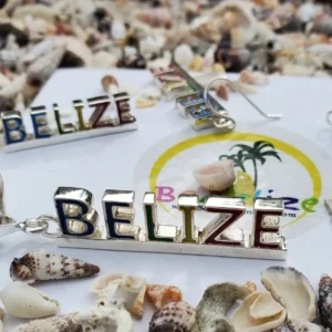🇧🇿 BELIZE Nameplate Pendant – .925 Sterling Silver with Colorful Enamel