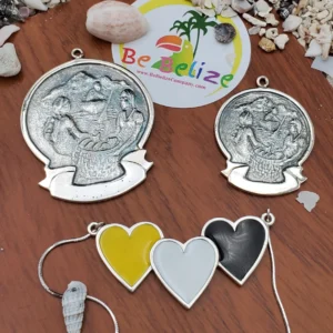 💛🖤🤍 Garifuna Hearts Earring (Lanigi Garifuna) – Large – .925 Sterling Silver