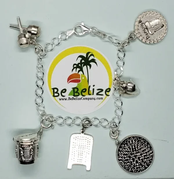 🪘 Garifuna Inspired Charm Bracelet – .925 Sterling Silver