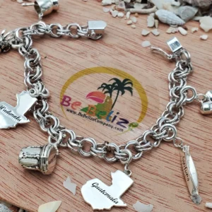 Belize Guatemala Honduras charm bracelet in .925 sterling silver