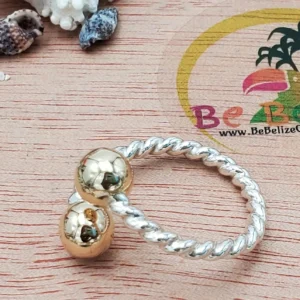 💍 Belize Gold Knob Ring – Sterling Silver & 14kt Yellow Gold