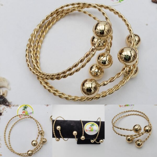 🇧🇿 Belize Bangles – 14kt Yellow Gold (Pair of 2)