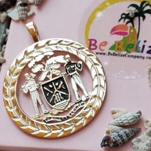 🇧🇿 Belize Coat of Arms Pendant – 10kt Yellow Gold