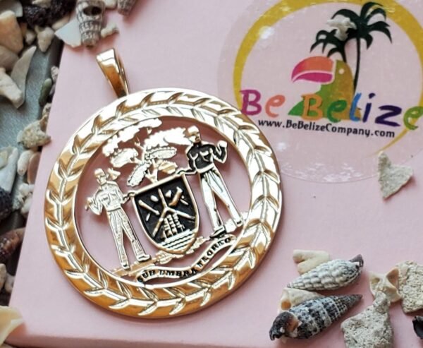 🇧🇿 Belize Coat of Arms Pendant – 10kt Yellow Gold
