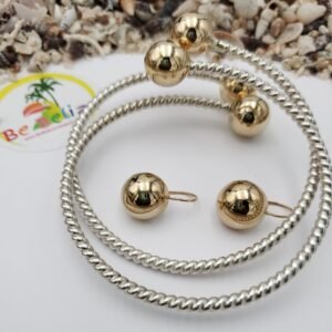 Belize Bangle Sterling Silver & 14Kt Yellow Gold