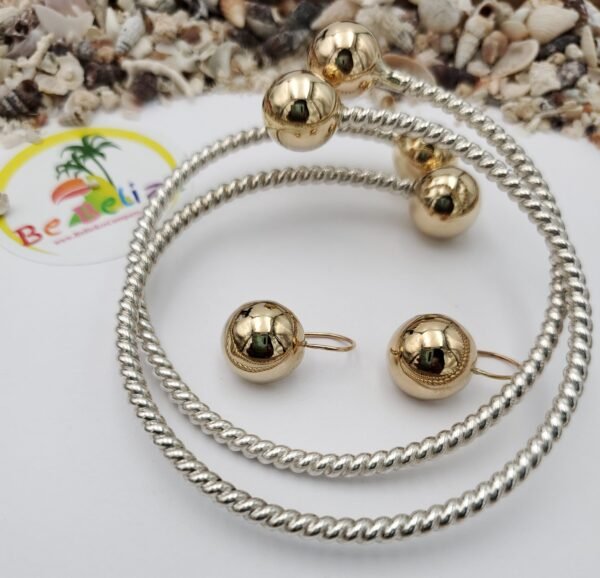 Belize Bangle Sterling Silver & 14Kt Yellow Gold