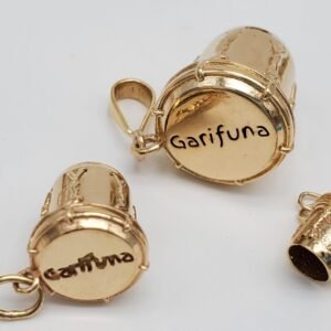 🥁 Garifuna Drum Pendant – Solid 14kt Yellow Gold