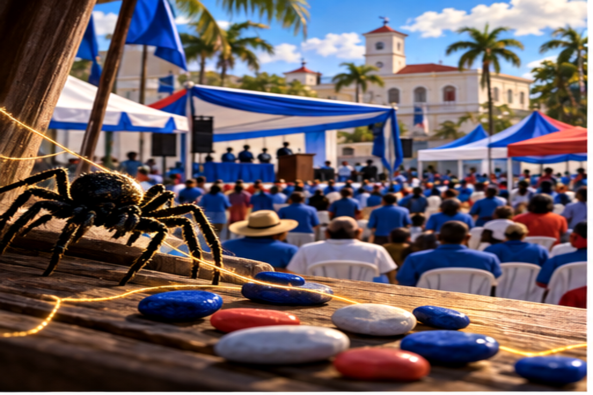Anansi and the 787 Delegate Stones: A Belize City Convention Fable cover illustration