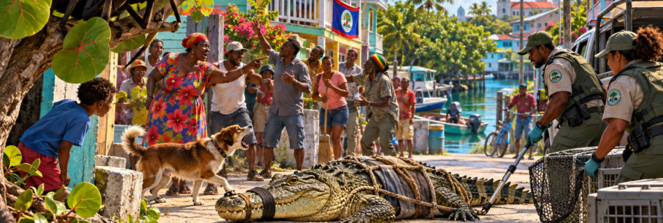 Anansi and the Crocodile Who Feared the Crowd editorial illustration for Be Belize Company