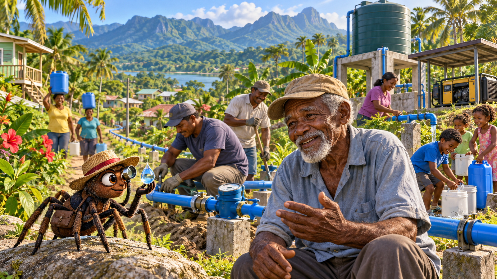 Anansi Interviews the Water Keepers of Toledo editorial illustration for Be Belize Company